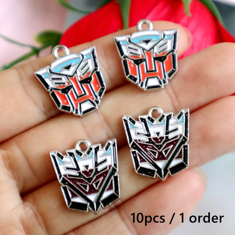 10PCS Transformers Alloy Pendant Cartoon Anime Amulet Lucky Brand Metal Charms DIY Necklace Bracelet Earrings Keychain Accessory