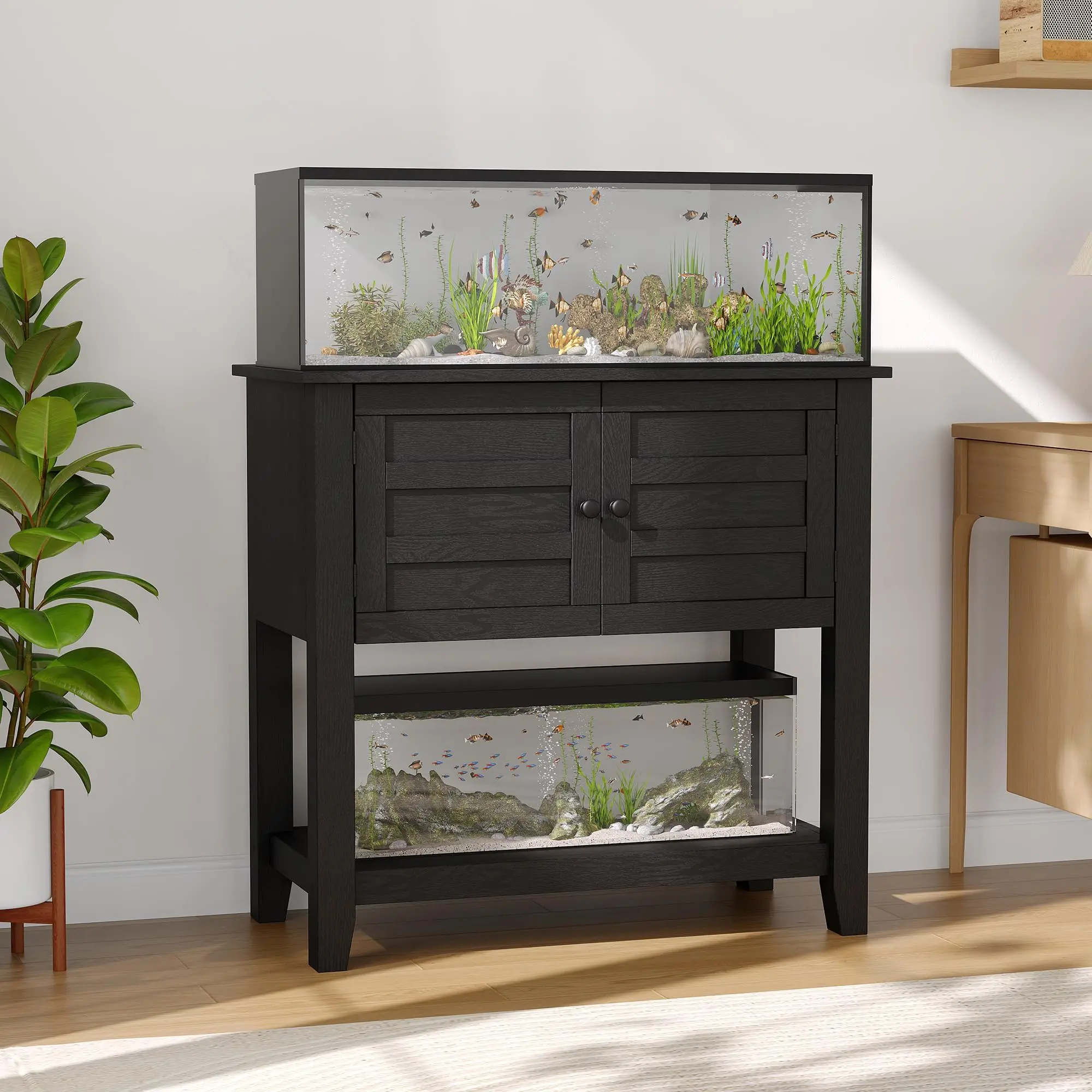 Fish Tank Stand 20-29 Gallon, Aquarium Stand with Cabinet & Power Outlet