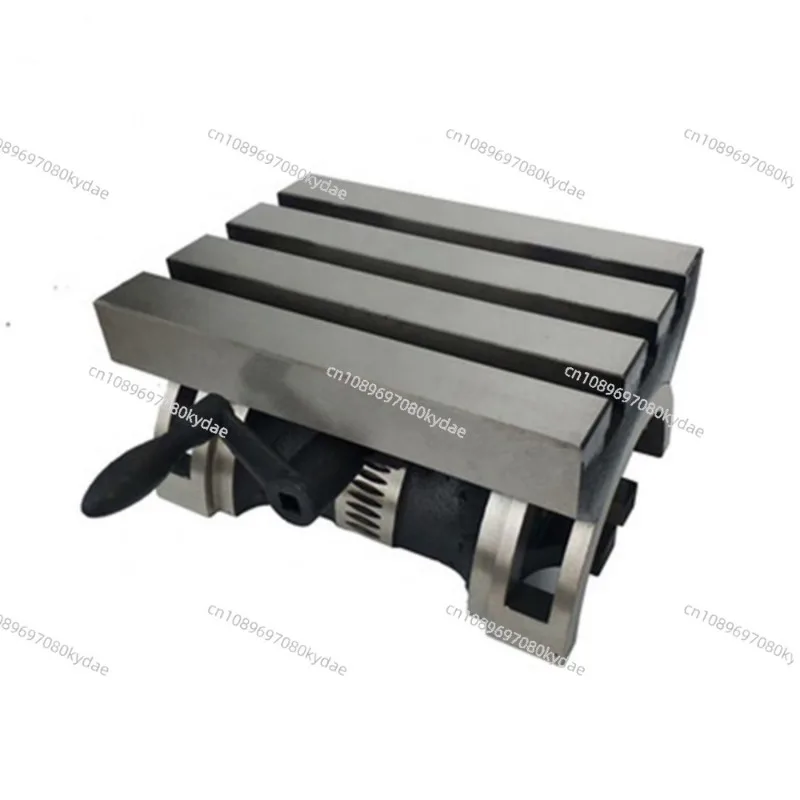 Heavy Duty Adjustable Tilting Milling Table 7x5in Rotary Work Bench 3 T-Slots Crank Handle Metal Grinding Machining Accessory