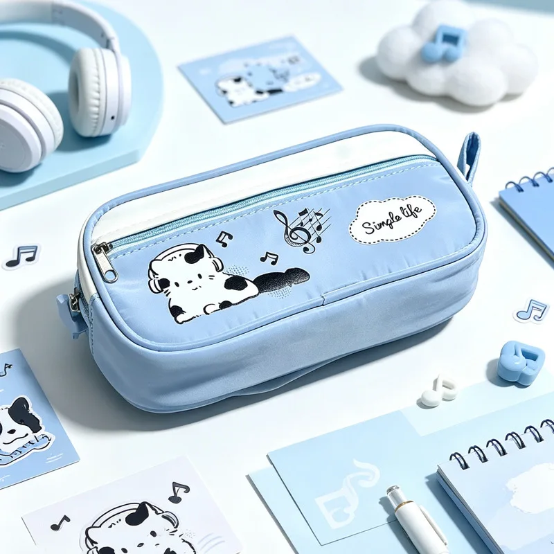 Cartoon Music Cat Pencil Case, Cute Creative Large Capacity Stationery Pen Bag For Junior High School Students Girls
