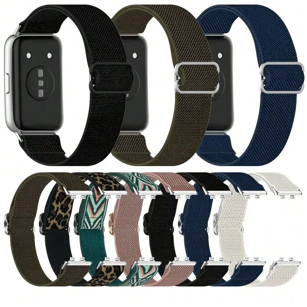 Strap for Huawei Band 11/11 Pro Elastic Nylon Watch Band Sliding Buckle Woven Texture Adjustable Lightweight Breathable Unisex