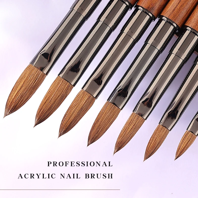 

1PC 100% Pure Kolinsky Hair Acrylic Sandalwood Handle Nail Brush for Acrylic Application and Acrylic Power Professional