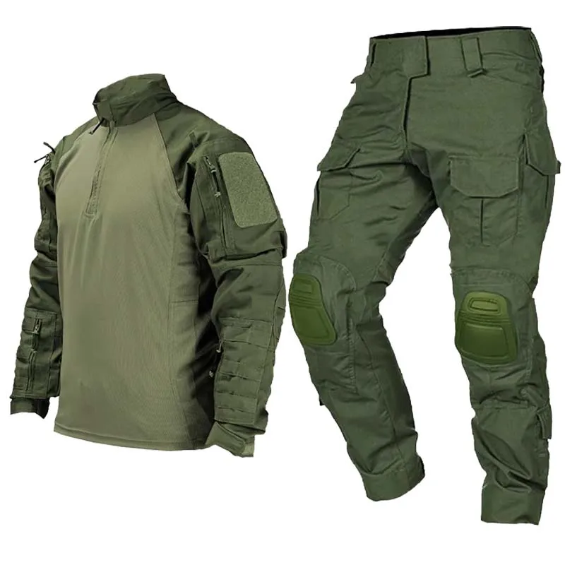Outdoor Combat Tactical Suits Wear Resistant T-Shirt + Cargo Pants Men Clothes Shirts Airsoft Paintball Hunting Clothes - view 3
