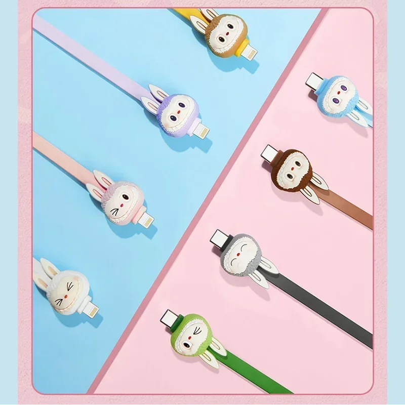 2024 New The Monsters Labubu Data Cable Iphone-Usb Action Figures Peripheral Cartoon Decor Toys Birthday Kawaii Gift