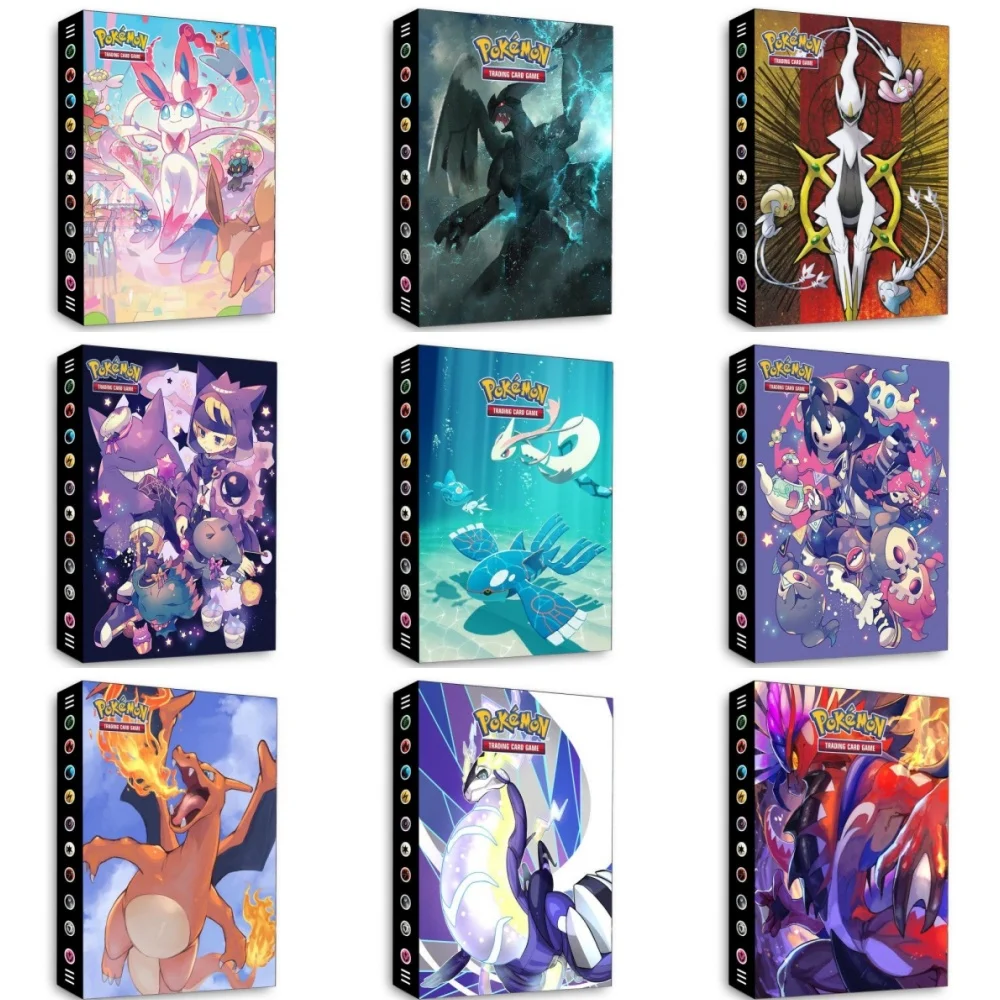 Pokemon 4 Palace Grid 20 Pages Card Book Trainer Lillie Sylveon Rosa Cynthia Charizard Arceus Gengar Anime Collection Book Toys