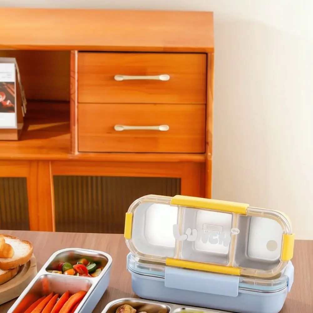High Quality 304 Stainless Steel Lunch Box Leakproof Food Storage Container Divided Box With Cutlery For Office Picnic