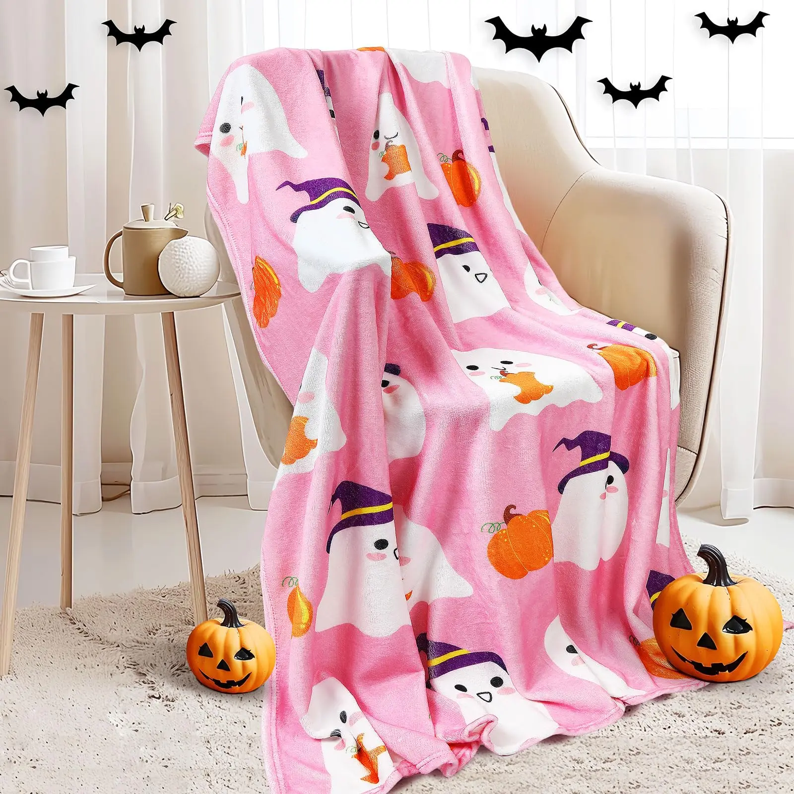 2026 Autumn New Pumpkin Blanket Soft Pink Pillow Decoration Suitable for Sofa Chair Fabric Skin Friendly Warmth