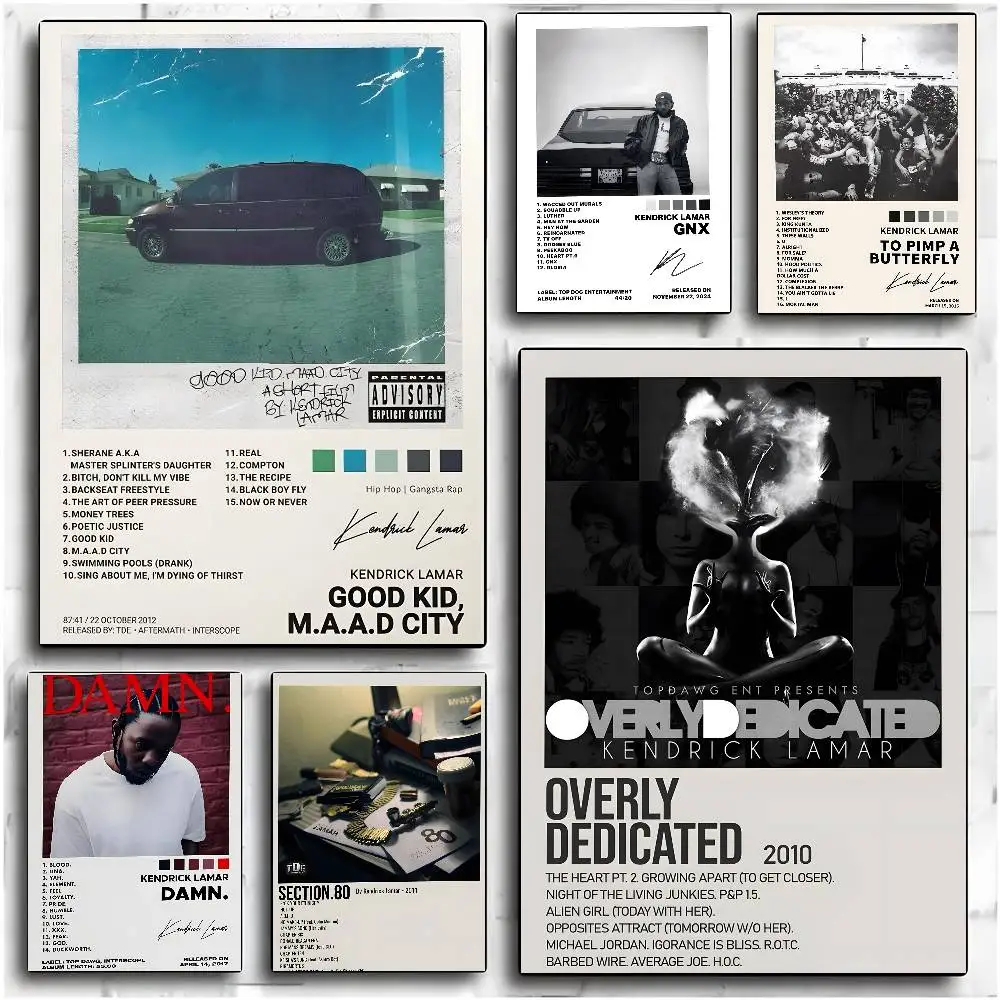 Póster de Kendrick Lamar Good Kid Maad City No requiere perforación, no deja marcas Autoadhesivo se puede aplicar a cualquier superficie