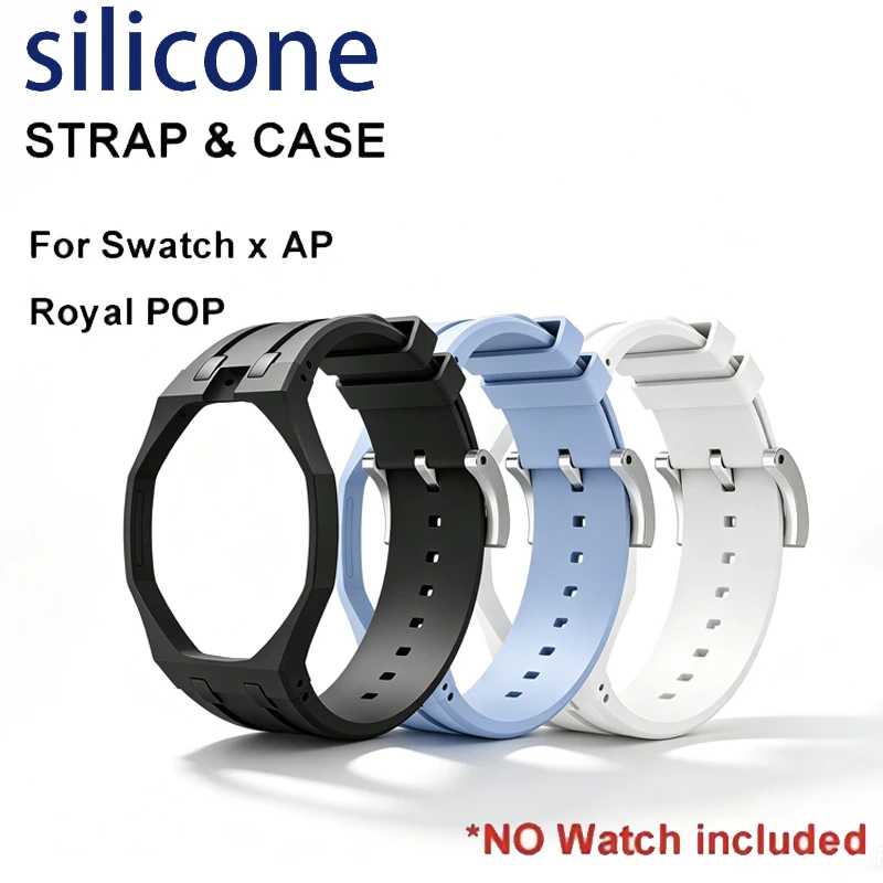 Bioceramic Case Soft Silicone Watch Strap For Swatch AP Royal POP Multi Trendy Color Replacement Wrist Watch Band Accessories