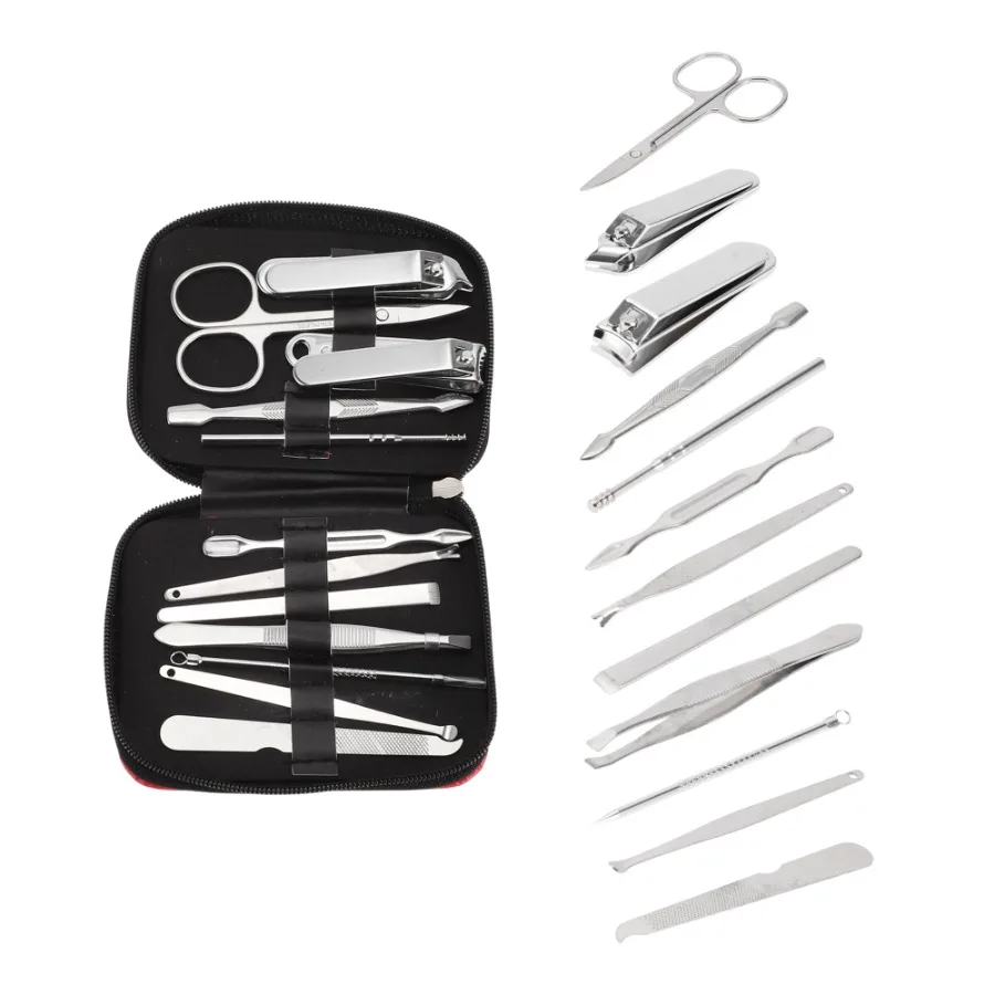 12pcs Animal Prints Nail Clipper Set Red Silver Tone