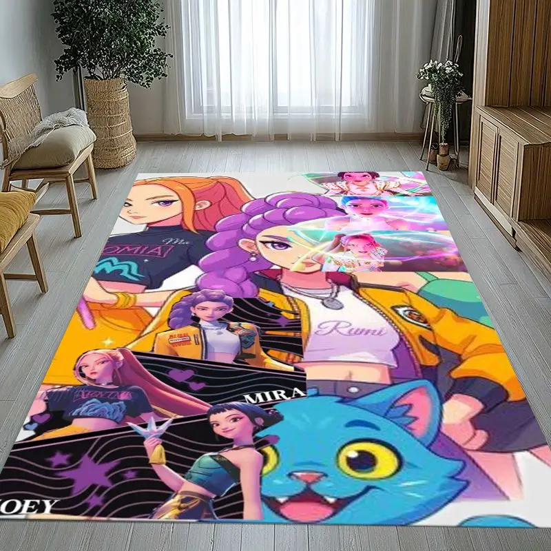 KPop D-Demon H-Hunters Girl Group Cartoon Soft Non-Slip Area Rug for Living Room,Bedroom Playroom Carpet Mat for Sofa,Home Decor