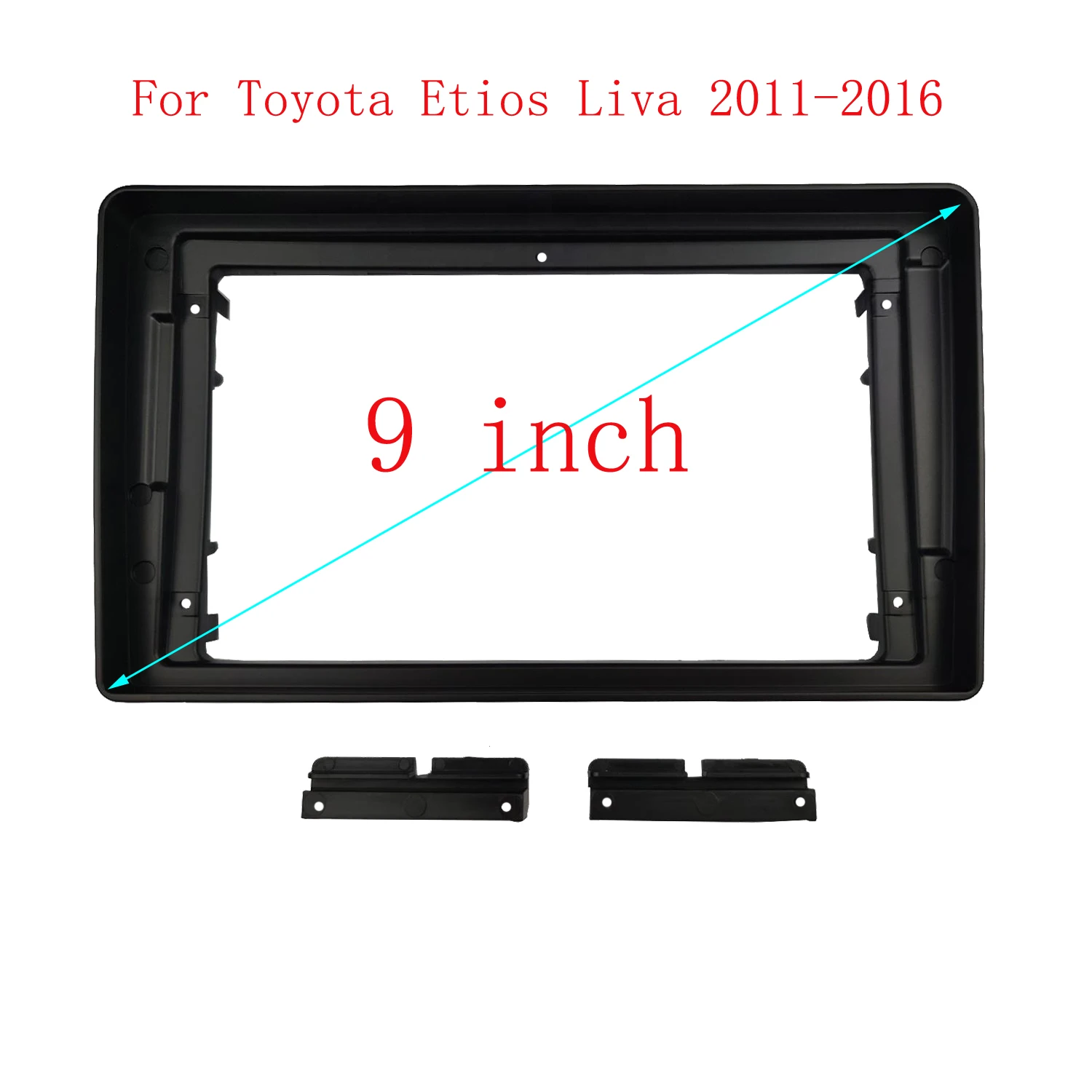 Tablero estéreo para coche de 9 pulgadas, unidad principal de 2 Din, Kit de Fascia de Radio, marco de Panel embellecedor de instalación doble para Kit de DVD TOYOTA ETIOS 2011+