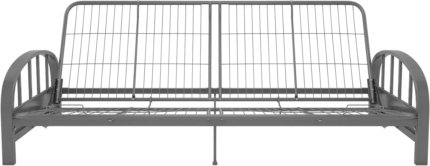 Futon Metal Frame, Converts Easily to a Full- Size Bed, Silver