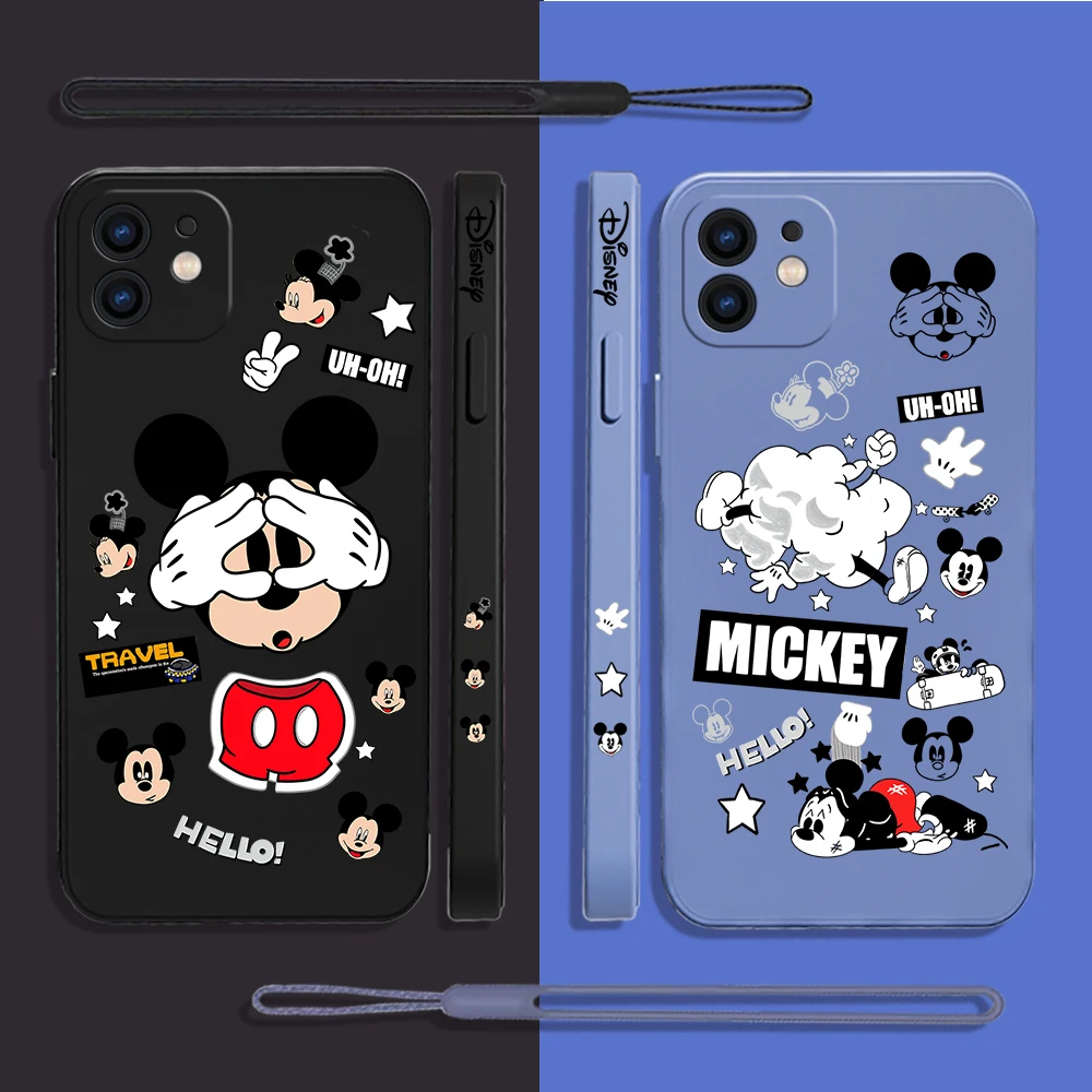 

Cartoon Cute Mickey Mouse Phone Case For iPhone 15 14 13 12 11 Pro Max Mini X XR XSMAX SE 8 7 6S Plus Soft Liquid Silicone Cover