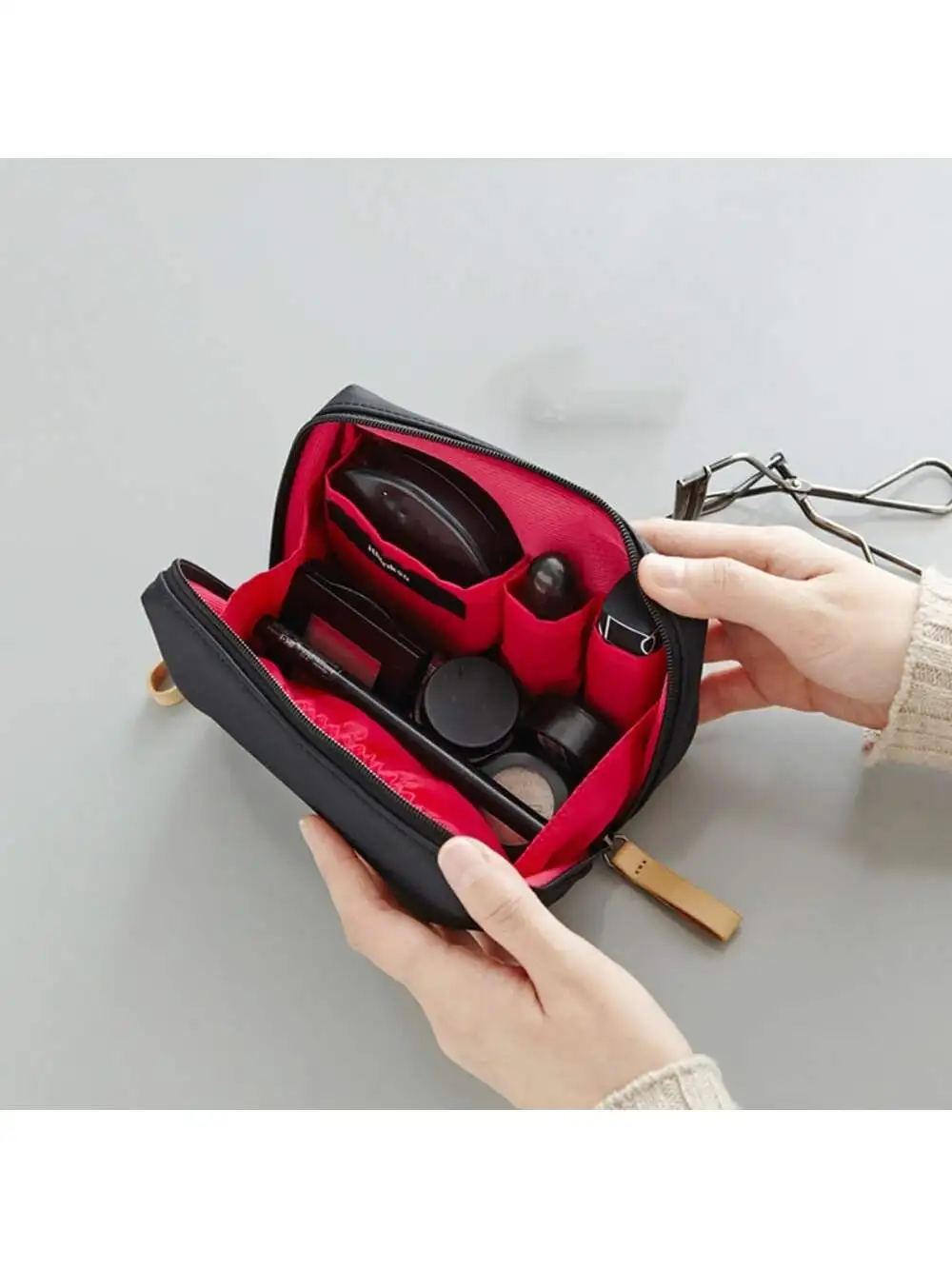 Homefish New Korean Style Solid Color Cosmetic Bag Women Waterproof Makeup Organizer Toiletry Pouch