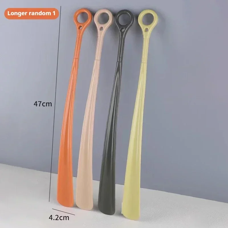 Long 47cm Hanging Ring Shoehorn Pregnant Woman Long Handled Lifter Elderly Shoe Spoon Lazy People Shoe Spatula Shoe Horns