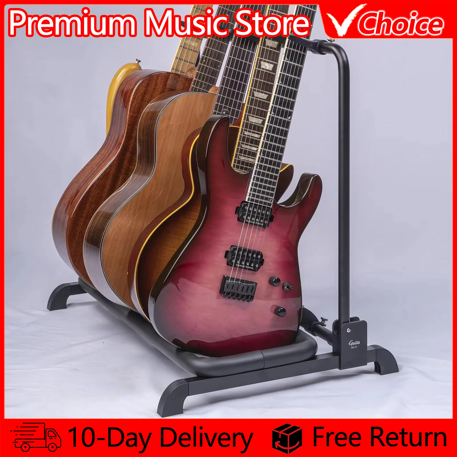 GUITTO Guitar Stand Holds Up To 5 Guitars Musical Rack Bracket GGS-07 For Guitar Parts & Accessories Universal Folding Holder