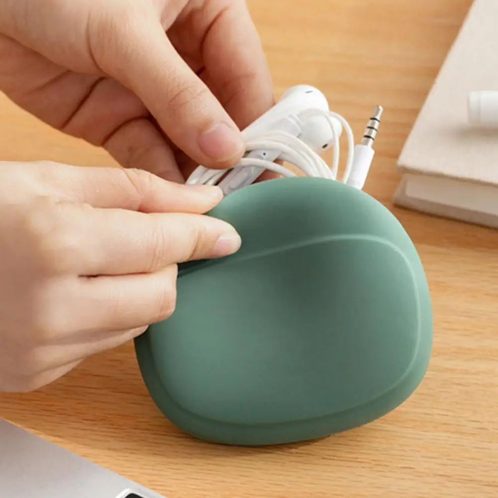 Silicone Headphone Cable Organizer Case Waterproof Mini Portable Earphone Earbuds Data Cables Storage Box Headphone Accessories