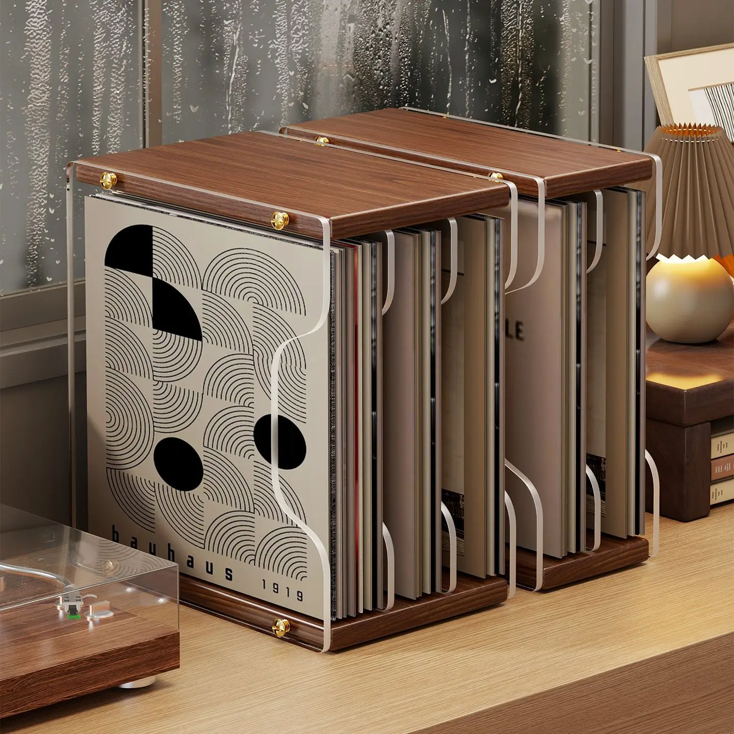 Acrylic CD Disc Storage Rack Vinyl Record Shelf Floor Disc Display Rack Desktop Storage Bookcase