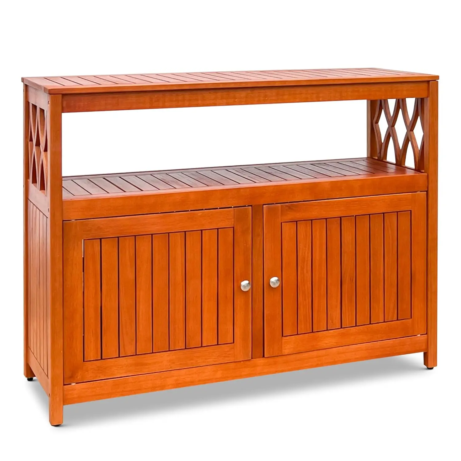

Outdoor Living Longs Peak Eucalyptus Wood Sideboard Table, Outdoor Buffet Cabinet with Storage,Customized