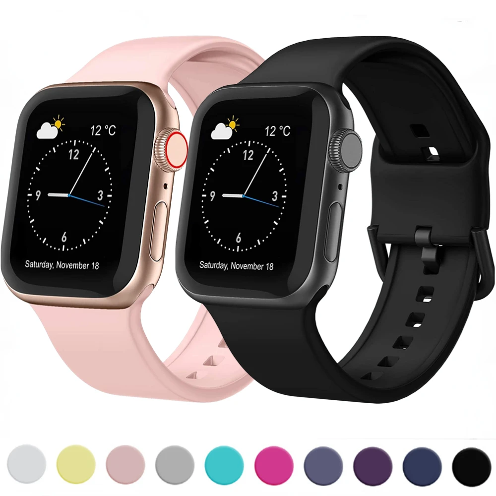 

Silicone Strap for Apple Watch Band 44mm 40mm 45mm 41mm 49mm 42mm 38mm Replaceable Bracelet for iWatch Ultra 9 8 7 6 5 3 SE Belt