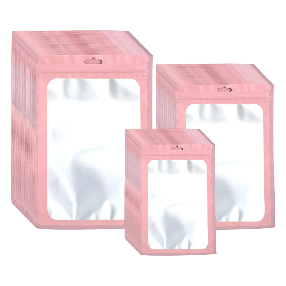 10Pcs Pink Plastic Matte Mylar Zip Lock Packaging Bag For Jewelry Necklace Storage Display Pouch Small Business Wholesale