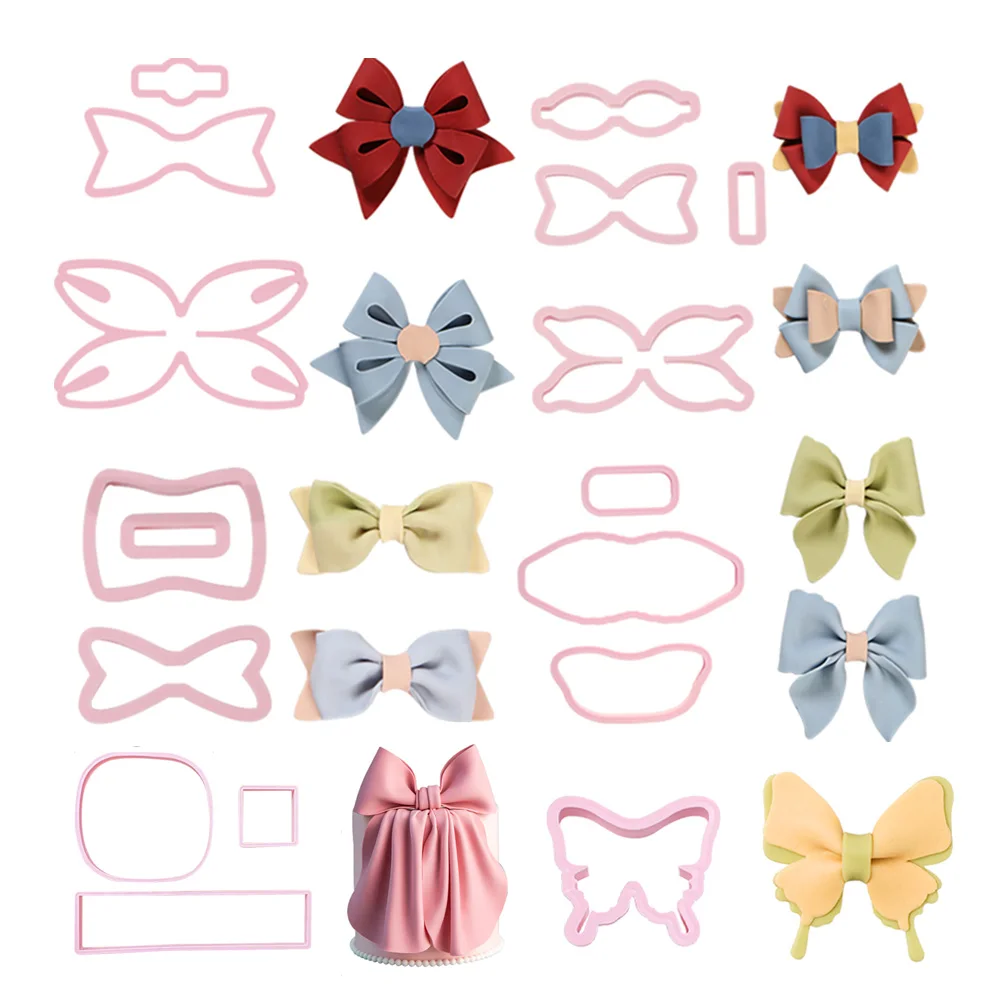8 Pattern DIY Fodant Bowknot Cutters 3/4pcs Set Plastic Bow 
