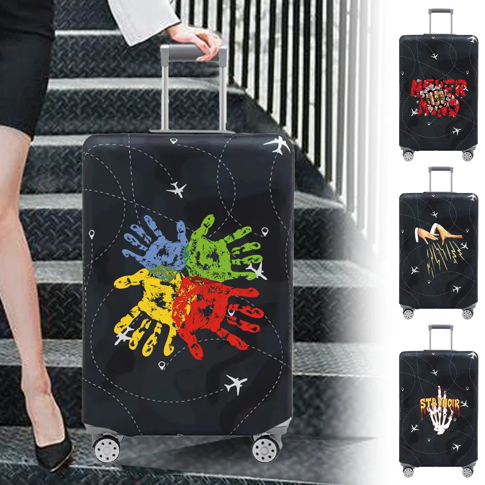 Baggage Covers Travel Luggage Protective Cover Stretch Dust Suitcase Covers Hand Print Series for 18-32inch Travel Accessories