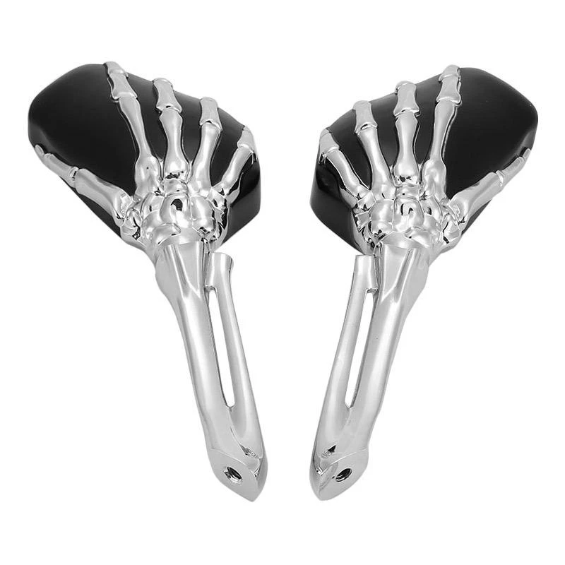 1Pair Universal Motorcycle Skull Hand Mirrors Motorbike Rearview Mirrors For Honda/kawasaki/Suzuki/Yamaha/Victory