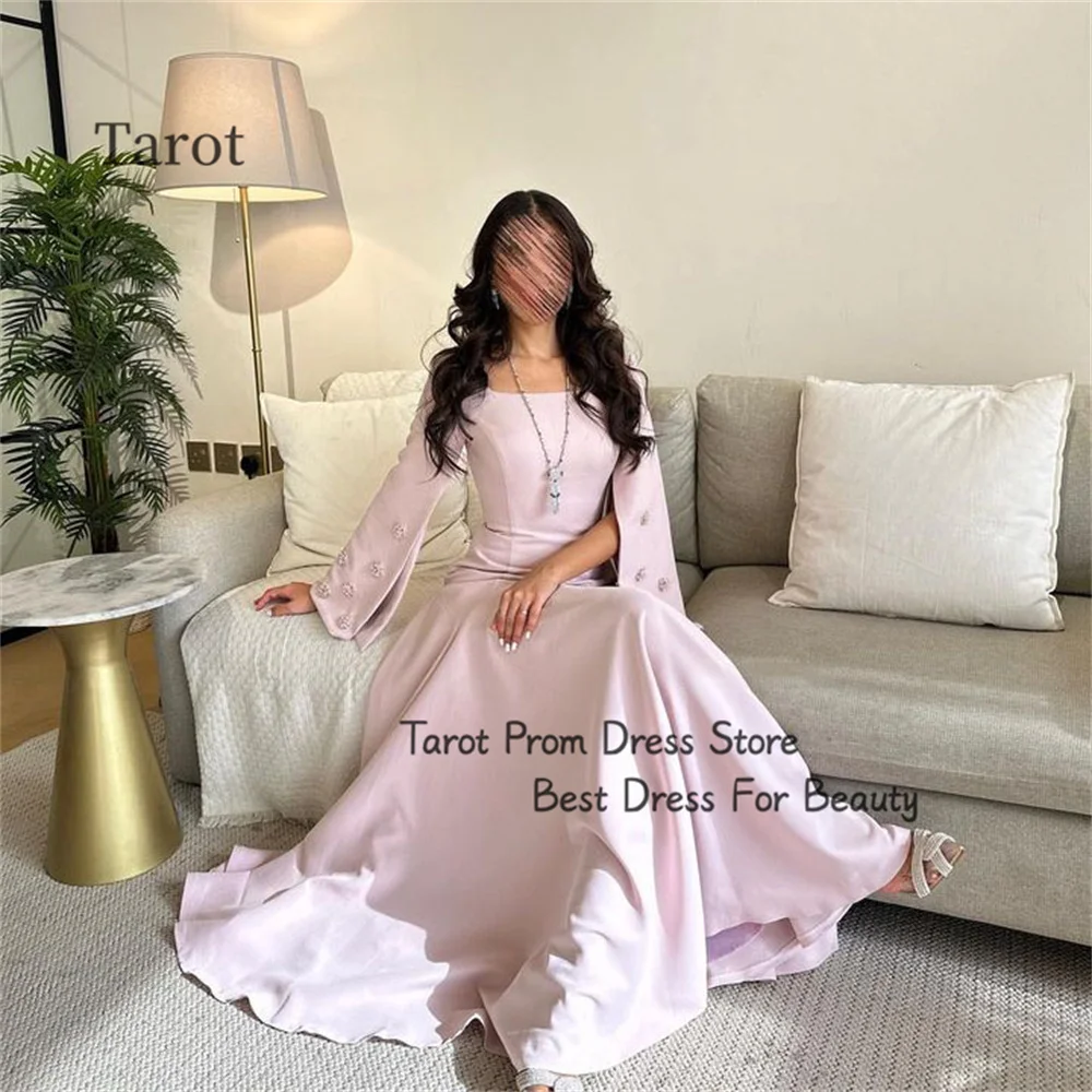 Modern Satin Off the Shoulder Square Collar Long Sleeves Prom Dresses A-line Floor-length Evening Gowns Ruffles Corset Ball Gown