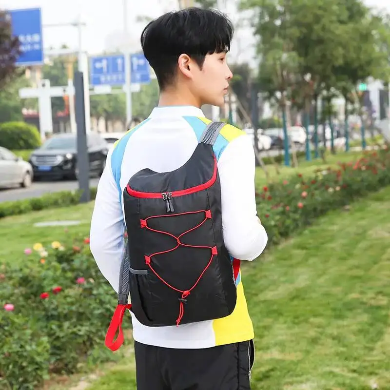 

2025 Fashion Lightweight Large Capacity Sport Shoulder Bags Solid Color Folding Hiking Outdoor Water Resistant Backpack For Men