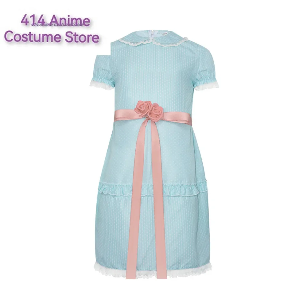 Movie The Shining Lisa Louise Burns Grady Twins Dress Blue Halloween Puff Sleeve Lolita Outfits Dress Skirts Bow For Girl Woman