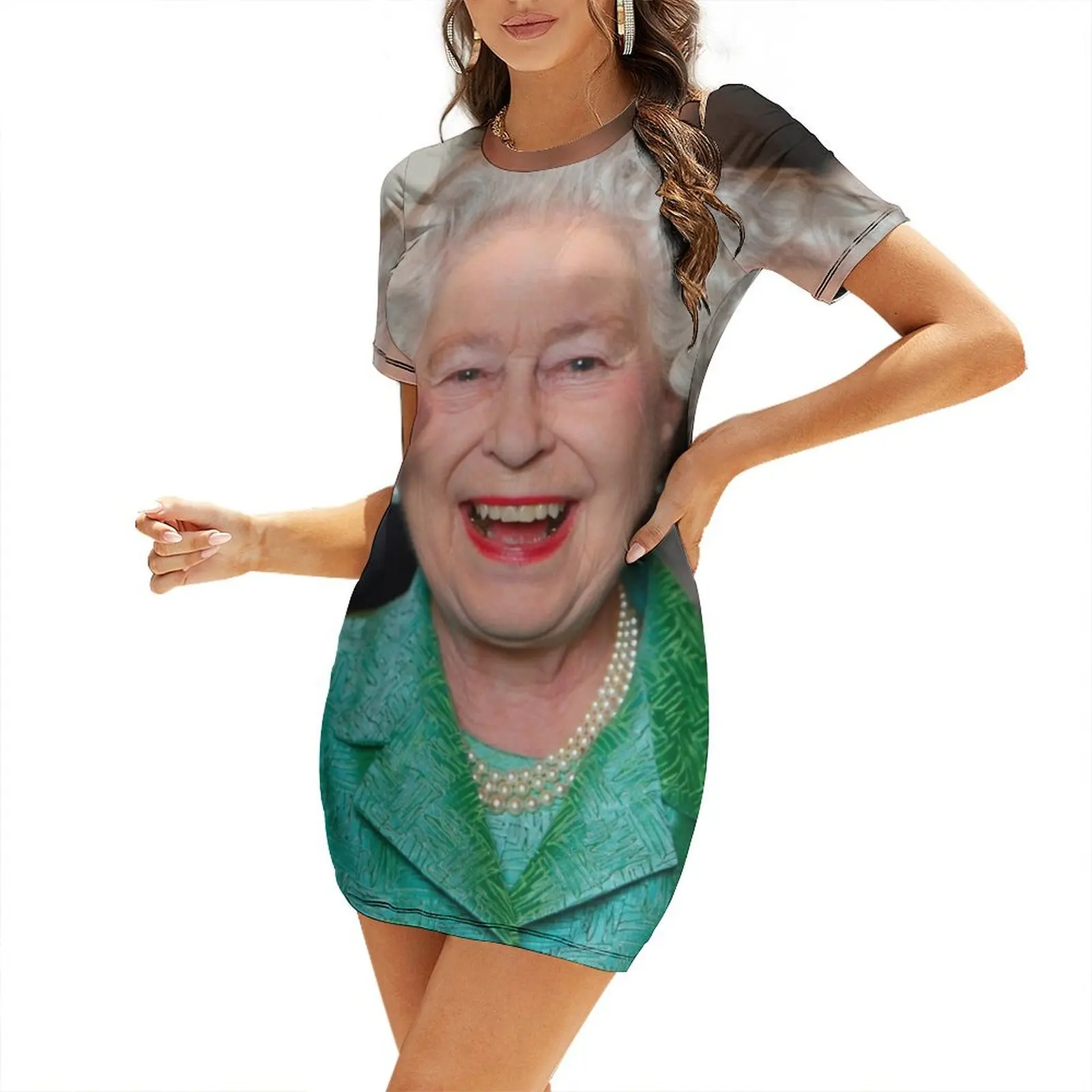 HM Queen Elizabeth II Windsor 2010 Photo HD Short Sleeved Dress Summer dresses for women dress dresses