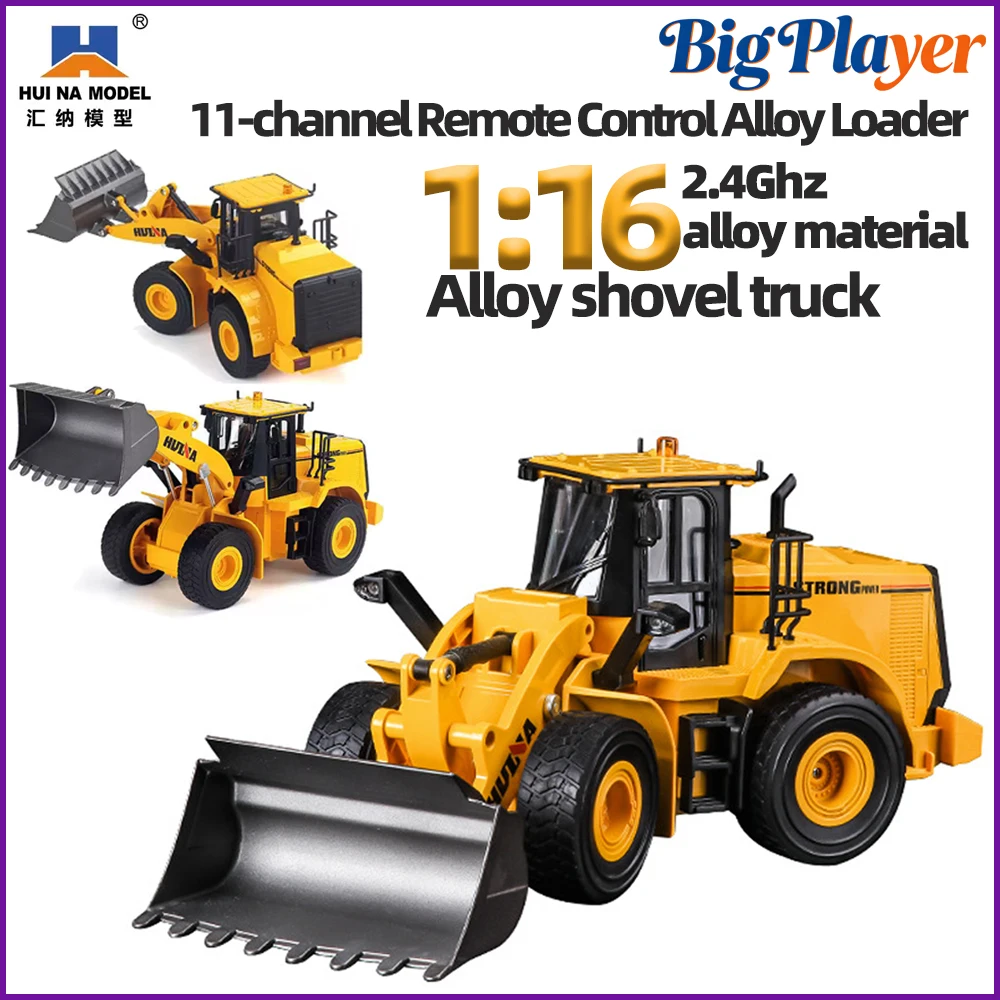 HuiNa 1552 1/16 RC Loader Truck 2.4GHz 11-Channel Light Alloy Remote Control Engineering Vehicle Toy Gift for Boys