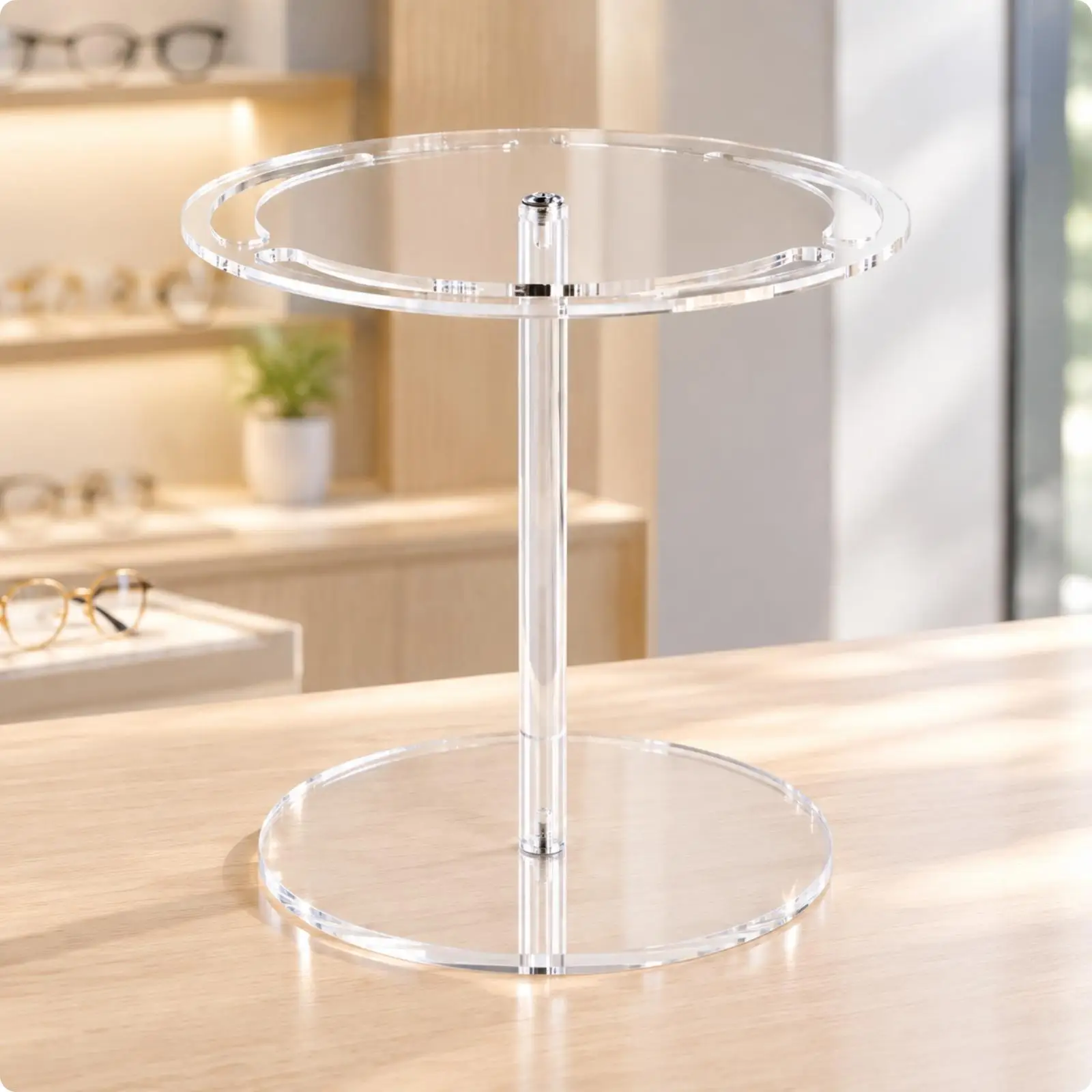 Acrylic Rotating Glasses Rack 360 Spinning Eyewear Display Holder Organizer for Dressing Area Countertop