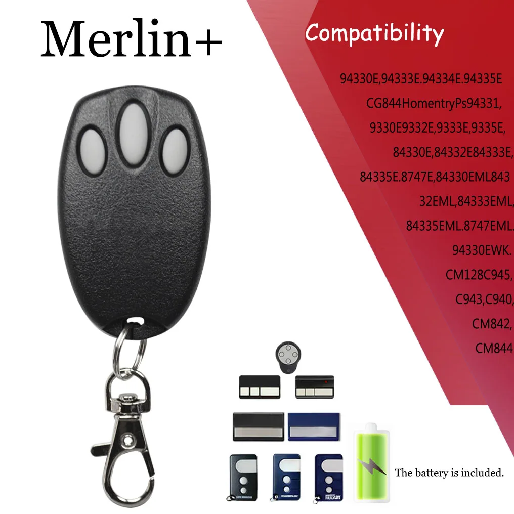 MERLIN+2.0  433.92mhz Garage Transmitter  C940 C943 C945 E945 E943M E945M E950M 94335E Remote Control Gate Door Opener