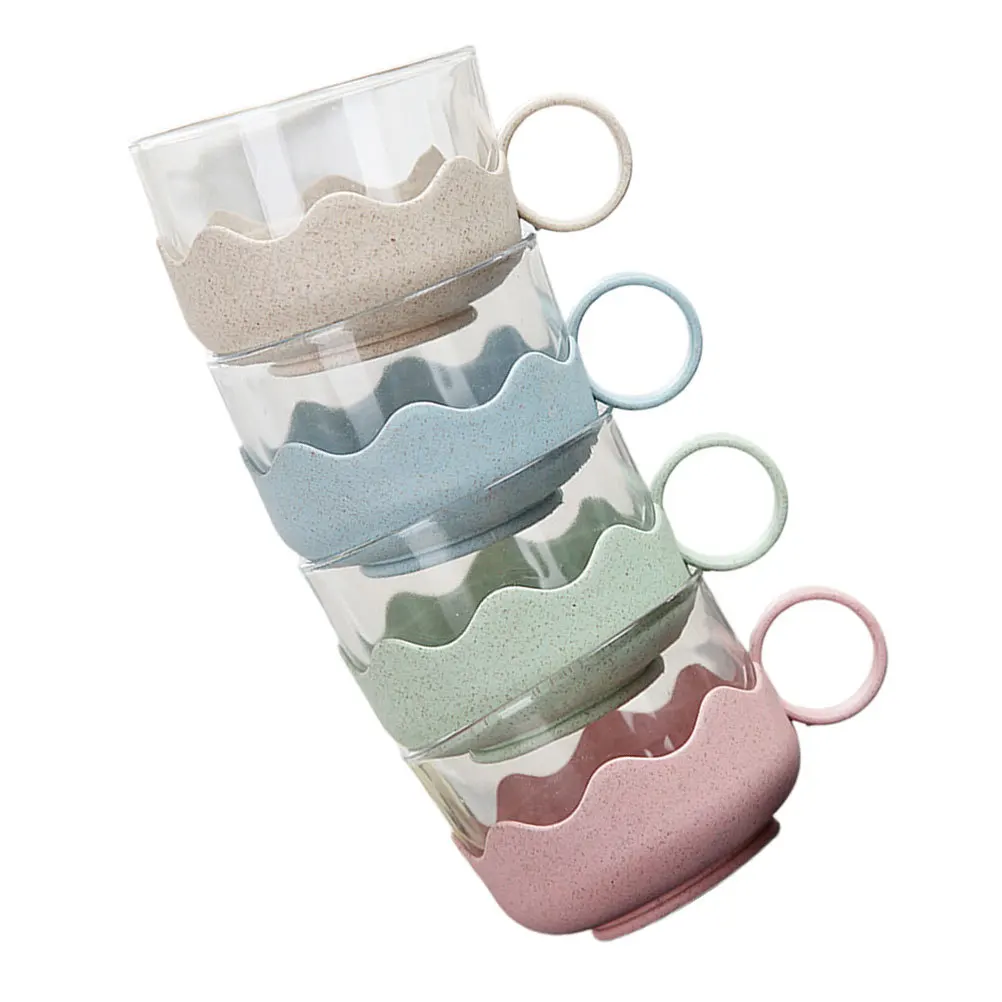 

4 шт. утолщенные стеклянные чашки, чашки для молока, сока, термостойкие стаканы для питья, подходят для домашнего кафе, ресторана