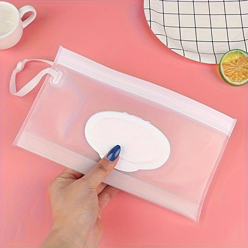 5 Stück tragbare Feuchttücher-Handtasche, Behälter für Feuchttücher, leichter Feuchttücher-Spender, transparenter Feuchttücherbeutel – Detail 7