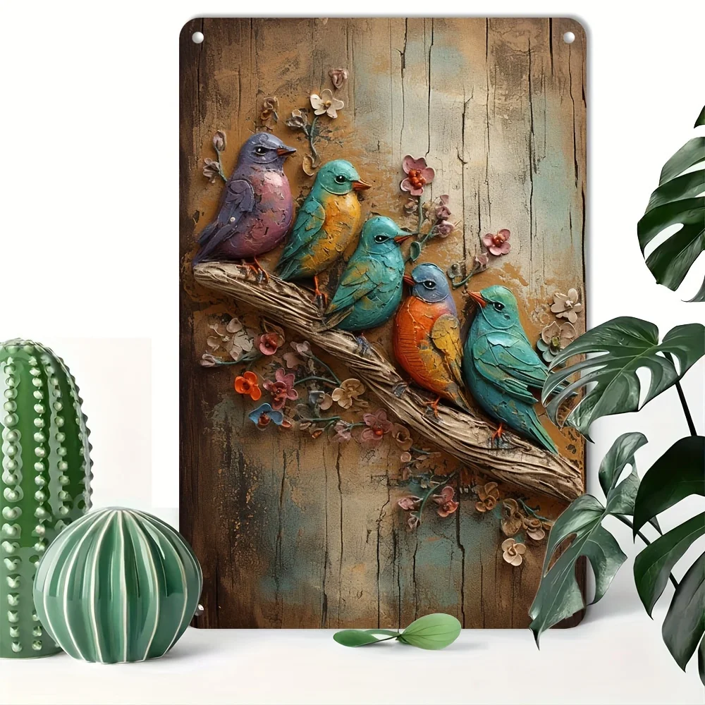 Art mural d'oiseau en fer de style vintage, enseigne en métal, décoration murale pour la maison, bar, café, poète, 8x12 po, 1PC