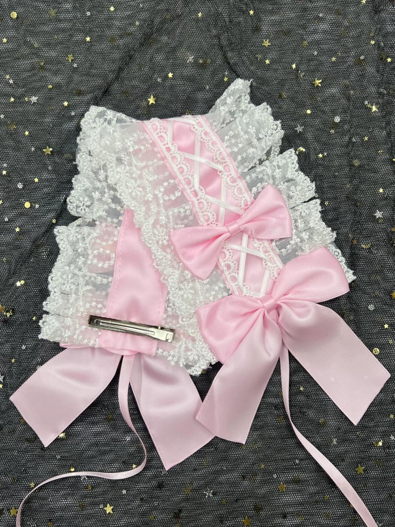 1Pcs 귀여운 Womne 고딕 로리타 머리 장식 메이드 레이스 수제 다목적 헤어 액세서리 코스프레 파티 머리띠 달콤한 머리핀