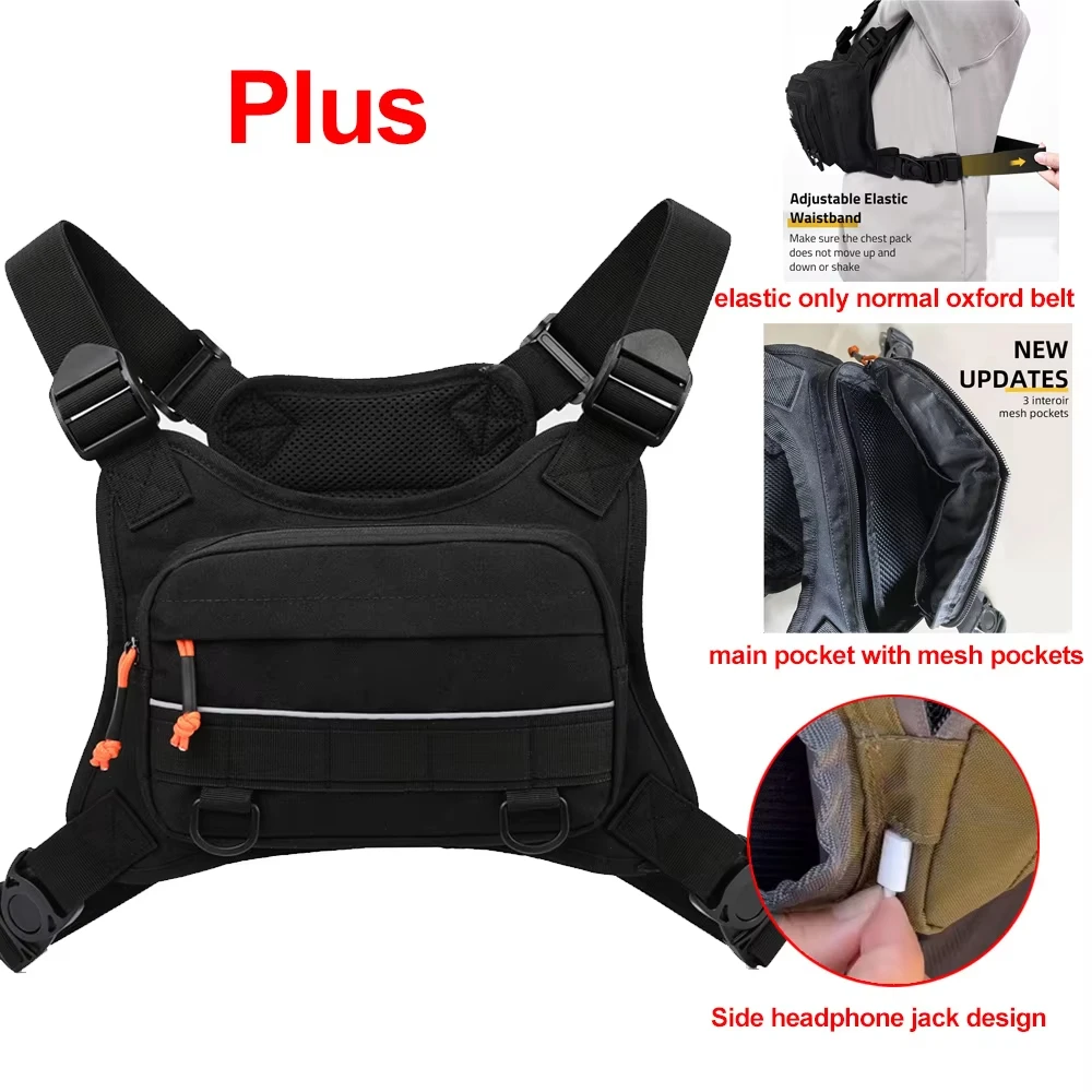 

Tactical Cycling Front Chest Vest Backpack Outdoor Sports Backpack for Camping Climbing Hunting - Reflective Fishing Vest Bag