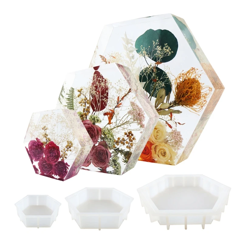 Molde silicona hexagonal para conservar flores, regalos boda y decoración del hogar