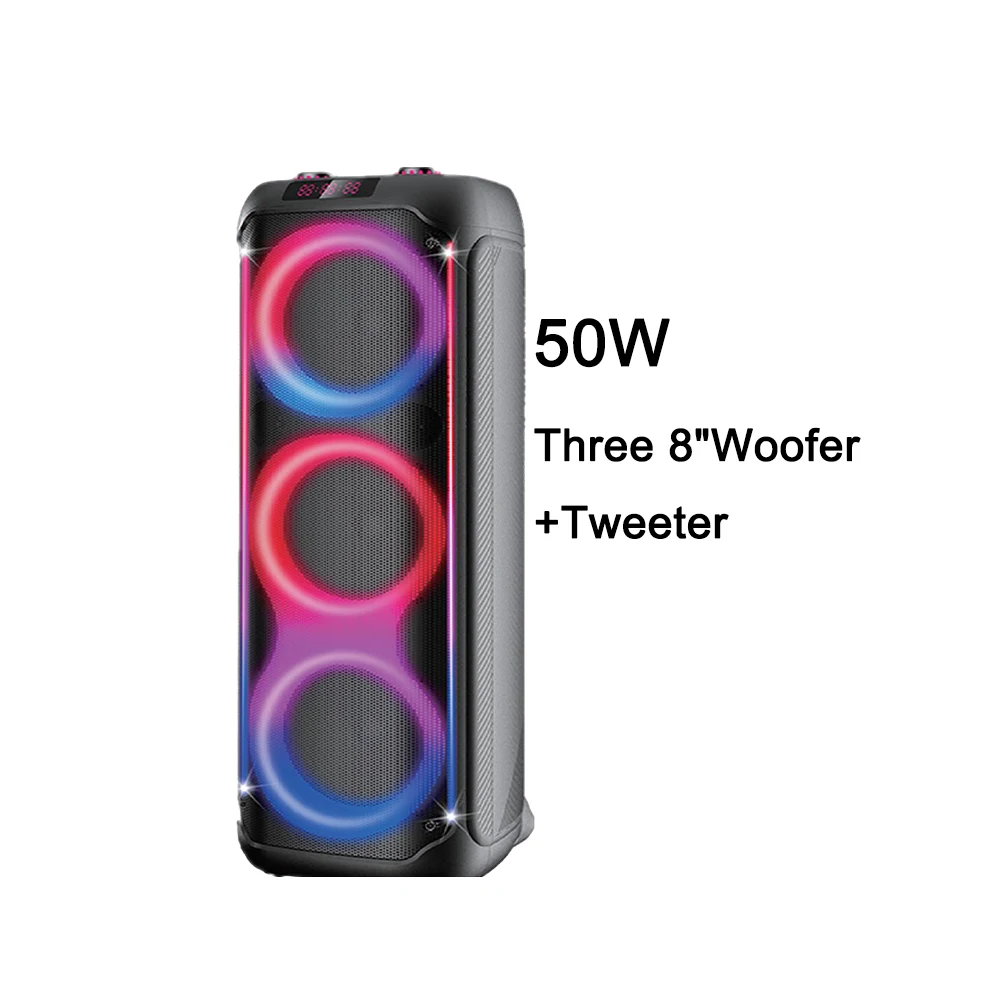 

3 * 8-inch portable wireless speaker with LED light outdoor Blue tooth subwoofer speaker