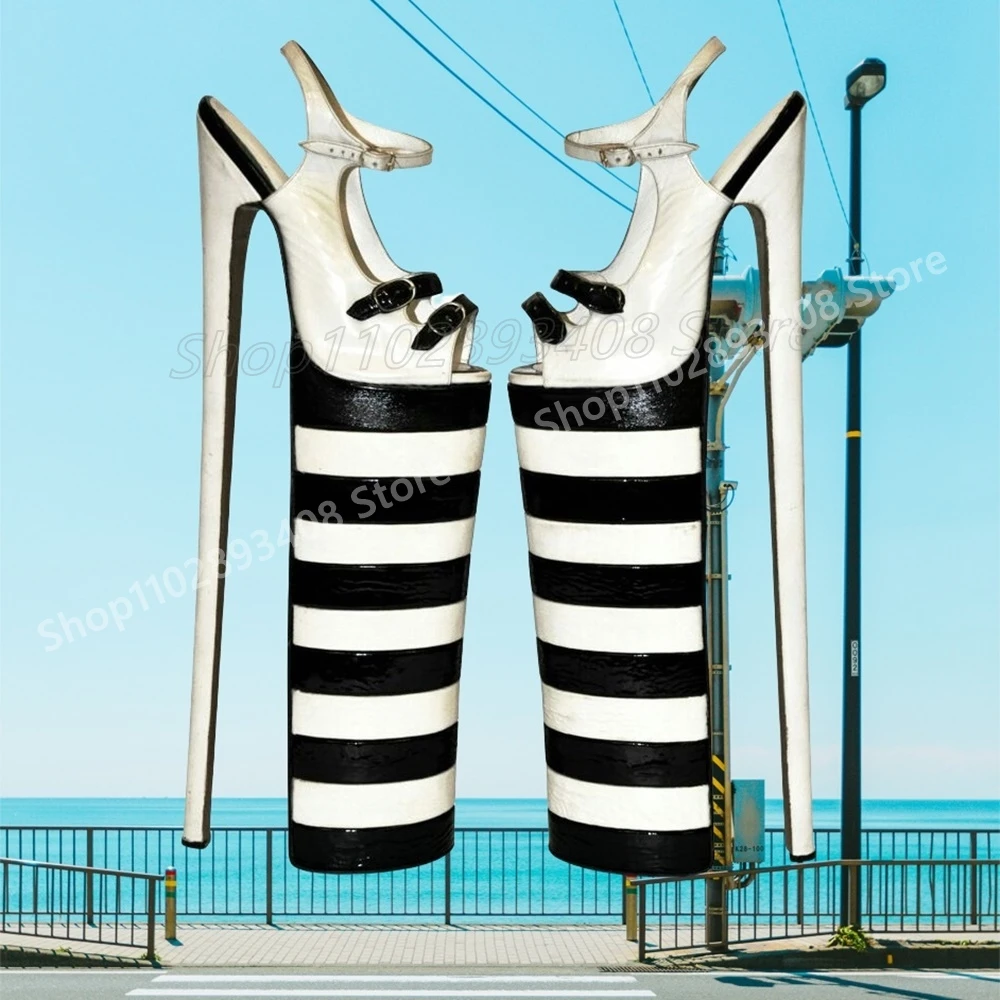 

Extreme Platform Mixed Color Sandals Buckle Belts Open Toe Leather Stiletto High Heel Sexy Women Shoes 2025 Hot Para Mujere