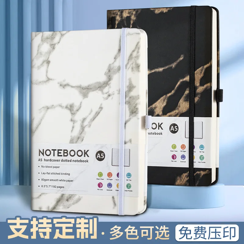 A5 Marbling Style Notebooks with Strap Vintage Color 96 Sheets of Inner Paper PU Leather Notebooks for Office