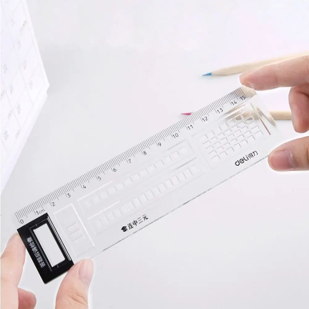 Stationery 15cm Exam Straight Ruler Plastic Transparent Drawing Ruler Multifunction Measuring Ruler Student