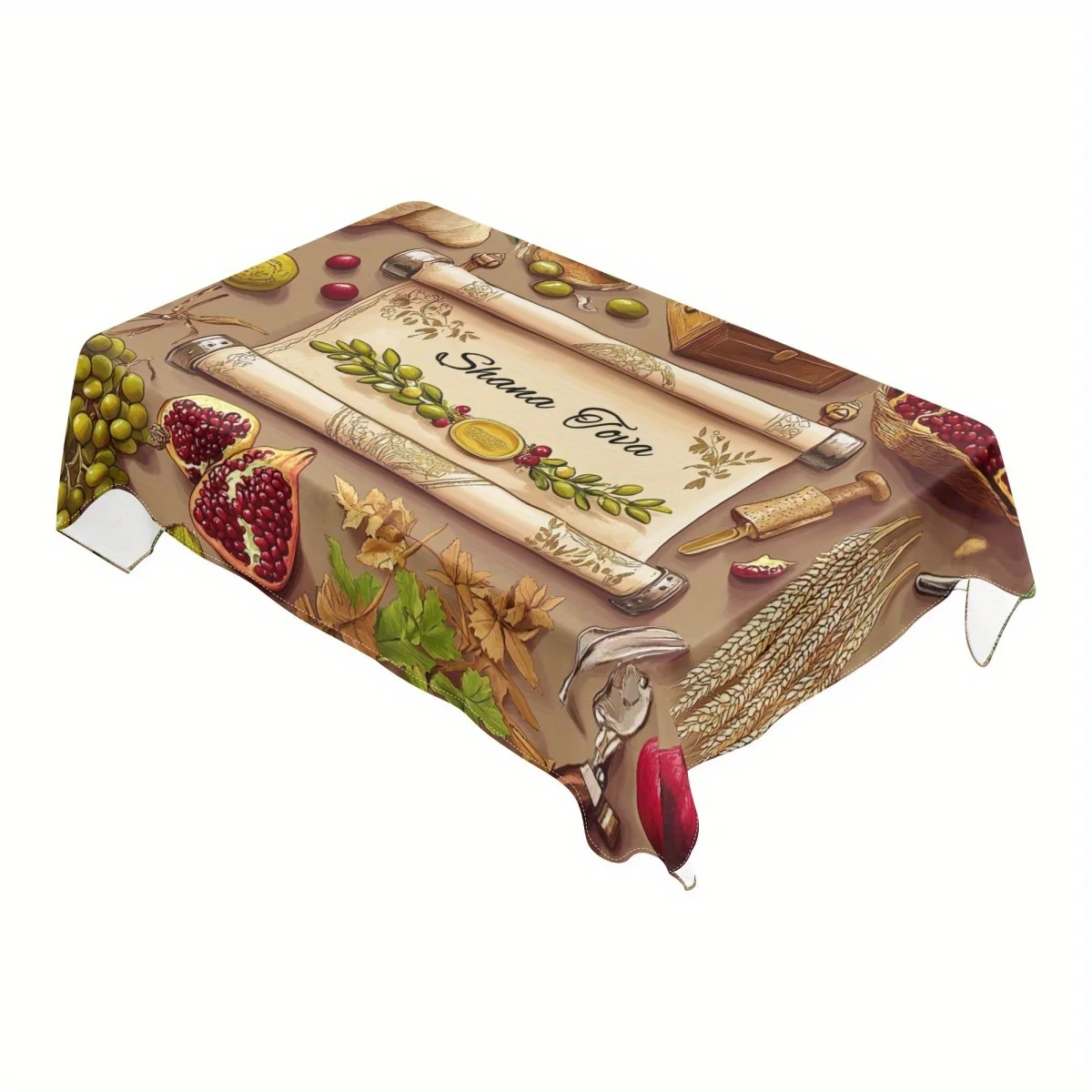 Rosh Hashanah Honey Pomegranate Waterproof Table Cloth Jewish Holiday Table Decor Shana Tova Kitchen Dining Tablecloth Decor