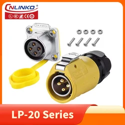 Cnlinko LP20 4pin M20 Waterproof Power Plug & Receptacle Electrical Appliance Cable Connector for Video Radio UAV Telecom System