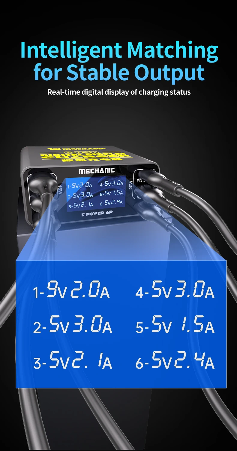 MECHANIC Digital Display Multi-Port Charger F-Power 6s 50W 6