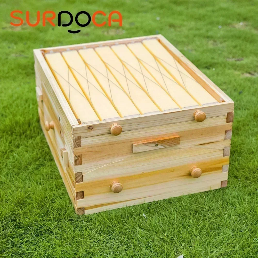 Boiled Wax Fir Beehives Wood Automatic Self-Flowing Honey Bee Hive & 7 Auto Frames Apiculture Beekeeping Equipment Tool Beehive